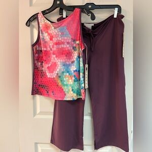 Tyoga 2 piece set. Wide leg cropped pants. Cotton spandex tank. NWT! Size Large